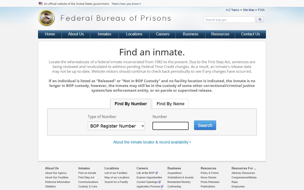 Federal Bureau of Prisons locator for Minnesota federal inmates